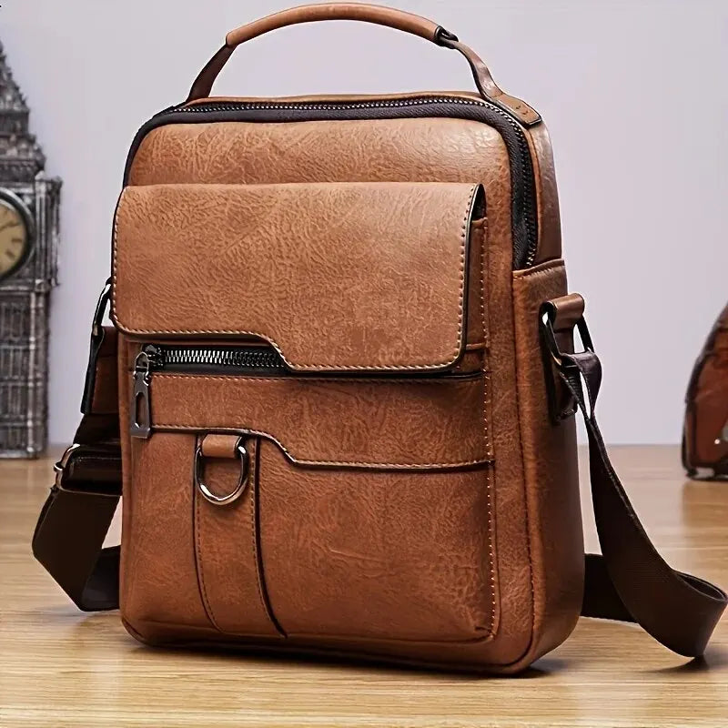 Bolsa de ombro masculina de couro para negócios