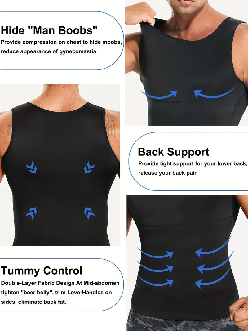 Regata masculina barriga controle corpo shaper colete topo das temporadas modelador