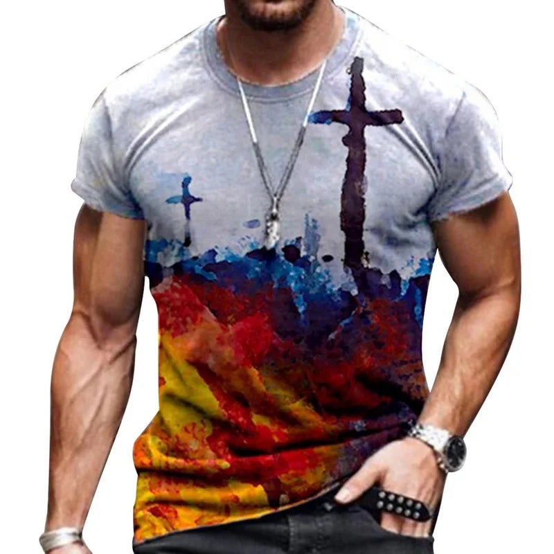 Camiseta masculina verão estampadas oversize muscular