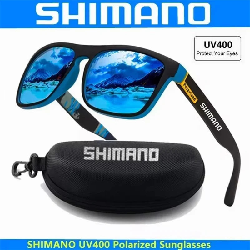 Óculos Shimano de sol polarizados proteção UV400 para homens ao ar livre caça pesca condução bicicleta óculos de sol caixa opcional