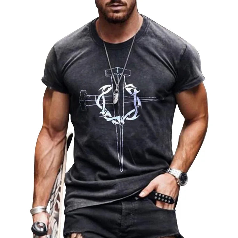 Camiseta masculina verão estampadas oversize muscular