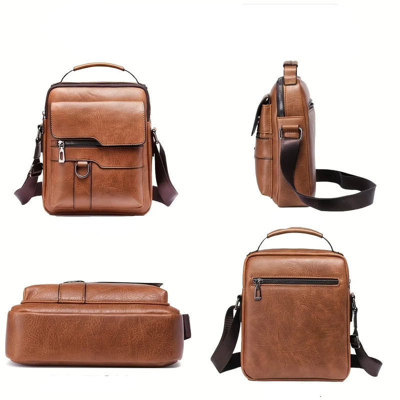 Bolsa de ombro masculina de couro para negócios