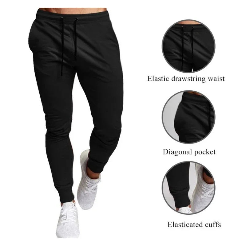 Calças masculinas moletom jogger cintura elástica casual e esportes