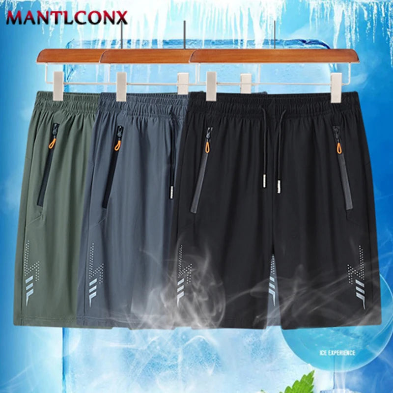 Shorts masculino esportes jogging secagem rápida verão bolsos fundo solto zíper