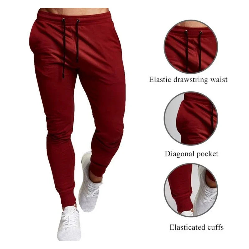 Calças masculinas moletom jogger cintura elástica casual e esportes