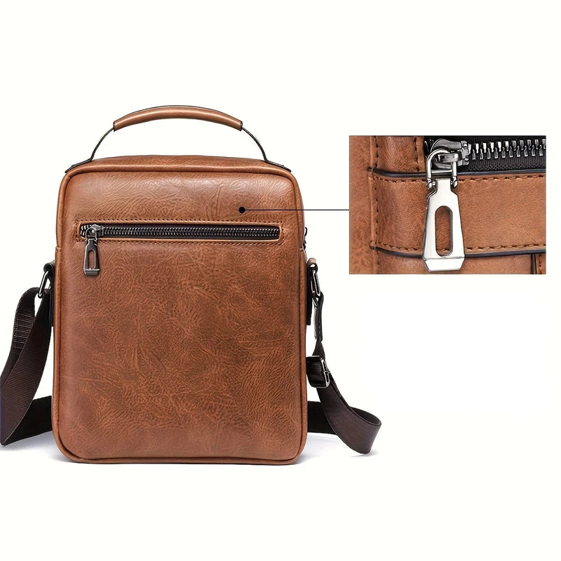 Bolsa de ombro masculina de couro para negócios